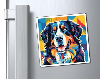 Bermese Mountain Dog Magnet, Colorful Pop Art Magnet, Cute Dog Refrigerator Decor, Fun Animal Gift, Dog Lover Accessories, Dog Mom