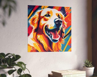 Golden Retriever Pop Art Druck, lebendige Hunde Malerei, helle Bold Wandkunst, Geschenk für Hundebesitzer, Geschenk für Hundeliebhaber, für ihn, für sie, goldene Mutter