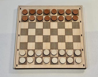Checkers Board Game Laser cut files with built-in storage- 3mm files (easily scalable)