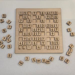 Sudoku Board Game Laser Cut Files, Double Sided Numbers (Digital File) image 2