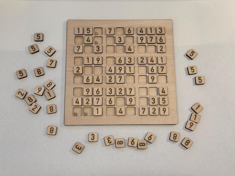 Sudoku Board Game Laser Cut Files, Double Sided Numbers (Digital File) image 2