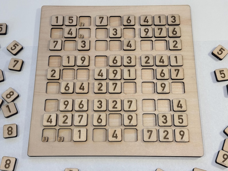 Sudoku Board Game Laser Cut Files, Double Sided Numbers (Digital File) image 1