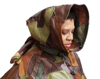 Patchwork Leather Hood