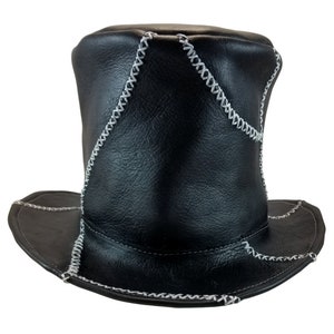 Patchwork Leather Top Hat