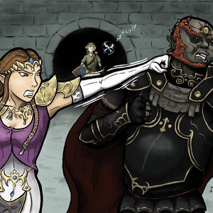 Zelda punching Ganondorf art print