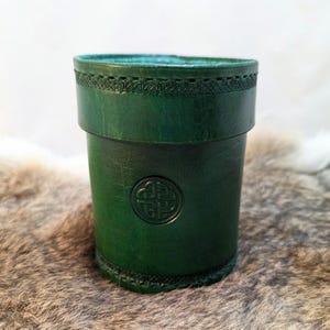 Leather Dice Cup with Celtic Knot designs