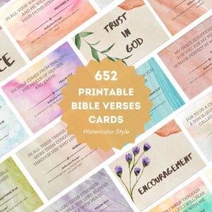 652 Cartões de versículos bíblicos em aquarela - Cartões de oração para presente cristão, cartões de escritura para estudo bíblico e escrituras de quadro de oração