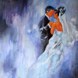 Custom Hand Painted Wedding Portrait 30x30 Inches Painting on Canvas image 1