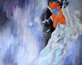 Custom Hand Painted Wedding Portrait - 30x30 Inches - Painting on Canvas