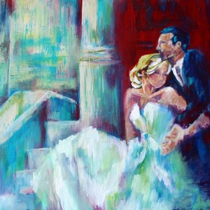 Custom Hand Painted Wedding Portrait 30x30 Inches Painting on Canvas image 5