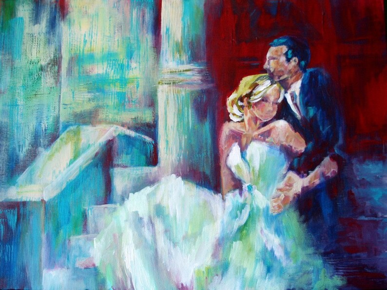 Custom Hand Painted Wedding Portrait 30x30 Inches Painting on Canvas image 5