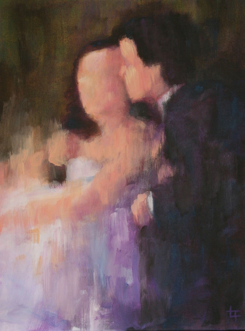 Custom Hand Painted Wedding Portrait 30x30 Inches Painting on Canvas image 2