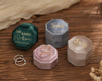 Custom Velvet Wedding Ceremony Ring Box, Wedding Gift, Engagement Ring Box, Wedding Ring Box, Proposal Ring Bearer, Christmas, Gift For Her