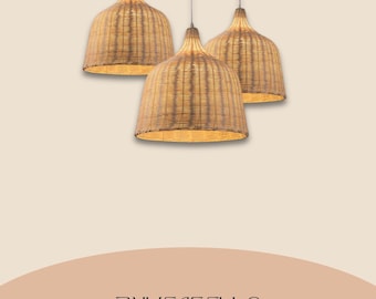 Handmade Rattan Pendant Light | Boho Woven Ceiling Lamp