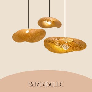 Handgefertigte Rattan Pendelleuchte | Organic Bambus Geflecht Deckenlampe | Moderne Boho Hängeleuchte für Esszimmer, Schlafzimmer und Wohnzimmer