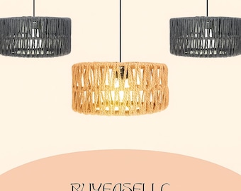 Paralume in corda di paglia intrecciata a mano: copri lampadario rustico in stile boho