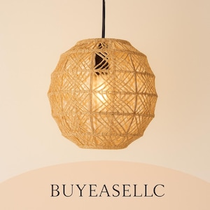 Rattan pendant light, wicker lampshade, hanging lamp, indoor and outdoor pendant light, woven lamp shade, handmade ceiling light