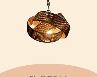 Handmade Rattan Pendant Light – Boho Woven Ceiling Lamp