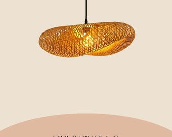 Lámpara colgante de bambú tejida a mano / Lámpara de techo LED / Araña de ratán / Decoración artesanal para el hogar y el dormitorio