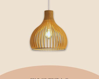 Pear-Wood Pendant Light | Modern light | Handmade Lamp | Ceiling Lamp | Chandelier Lighting | Industrial Lamp | Wood Lampshade | Lamp Shade