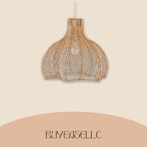 Boho Wabi-Sabi Rattan Pendant Light – Handmade Bamboo Chandelier | Japandi Style Lampshade for Living Room, Dining, Café, or Hotel