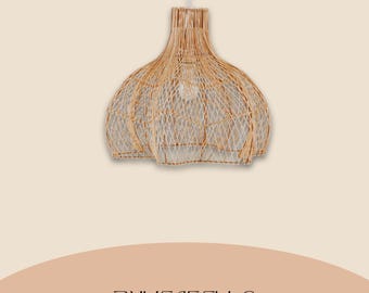 Handmade Rattan Pendant Light – Boho Wabi-Sabi Bamboo Chandelier