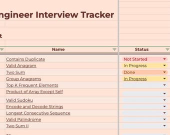 Software-Ingenieur Job Hunt Tracker: Leetcode, System Design ( Google Sheets Vorlagen-Download)