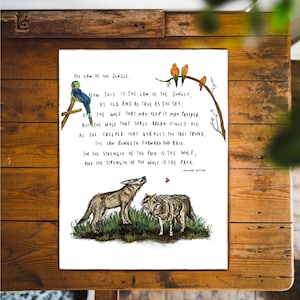 Rudyard Kipling | Law Of The Jungle | Jungle Book | Illustration Kids Poem Wall Art Drawing Nature Forest Fun Giclee Print