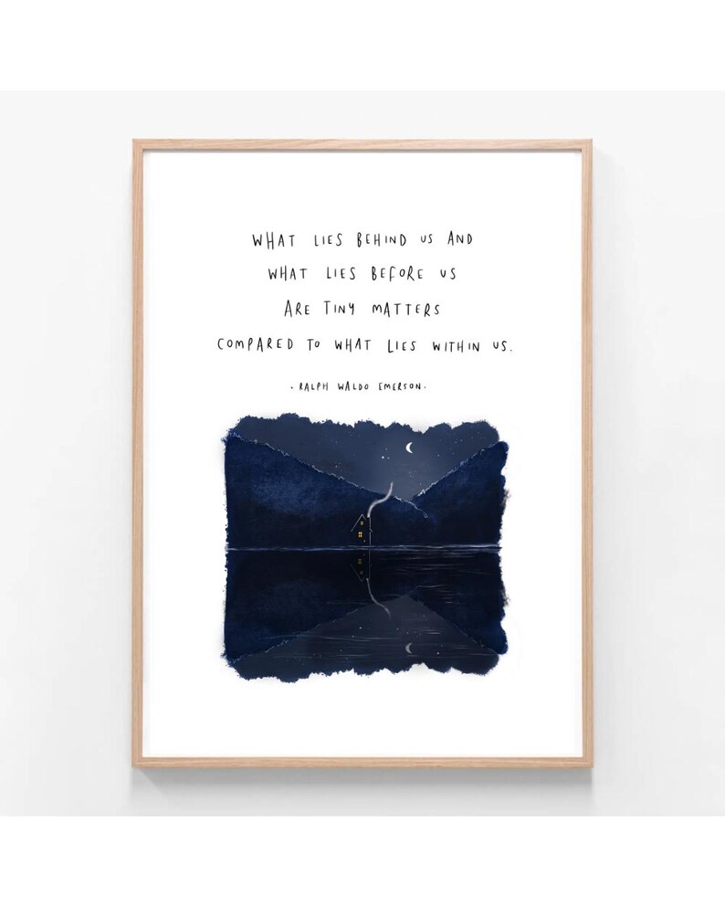 Ralph Waldo Emerson | Was liegt hinter uns | Illustration Zitat Gedicht Wand Kunst Zeichnung Natur Bäume Landschaft Empowering Giclée-Druck Bild 10