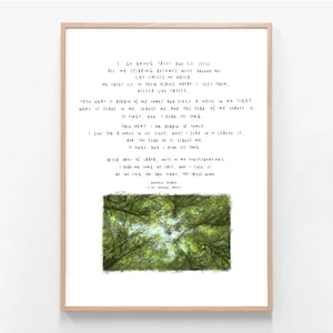 Wendell Berry | I Go Among Trees | Illustration Quote Poem Wall Art Drawing Nature Lake Trees Forest Positive Travel Giclee Print