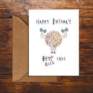 Happy Birthday Adult Greeting Card | Vegan Joke Body Building | Occasion Celebration Getting Older Drawing Quirky Fun Humour A6 A5