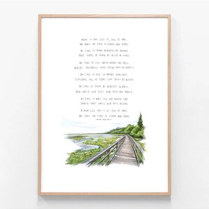 William Henry Davies / Ocio / Ilustración, cita, poema, arte mural, dibujo, naturaleza, lago, senderismo, inspiración, viaje, impresión giclée