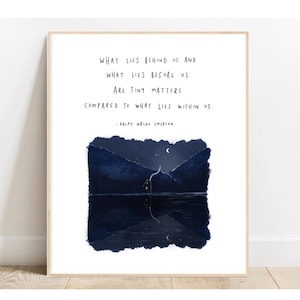 Ralph Waldo Emerson | Was liegt hinter uns | Illustration Zitat Gedicht Wand Kunst Zeichnung Natur Bäume Landschaft Empowering Giclée-Druck Bild 2