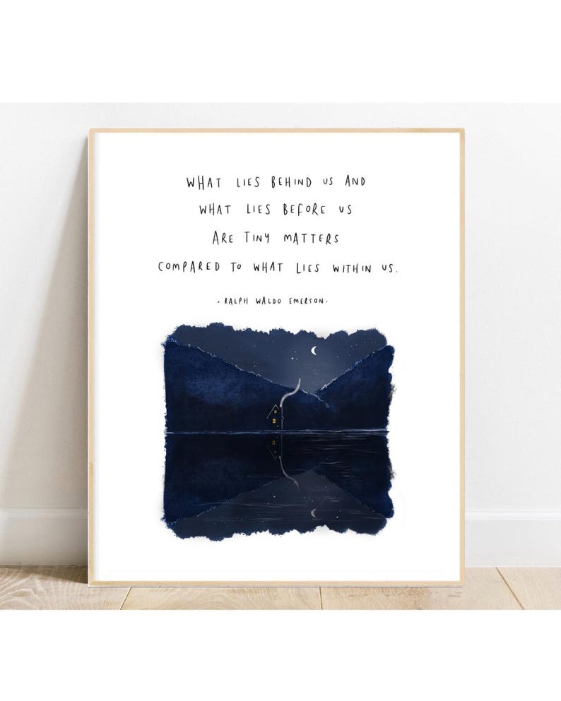 Ralph Waldo Emerson | Was liegt hinter uns | Illustration Zitat Gedicht Wand Kunst Zeichnung Natur Bäume Landschaft Empowering Giclée-Druck Bild 2