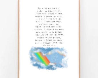 Ralph Waldo Emerson / Mi deseo para ti / Ilustración, cita, poema, arte mural, dibujo, familia, positivo, empoderador, impresión giclée