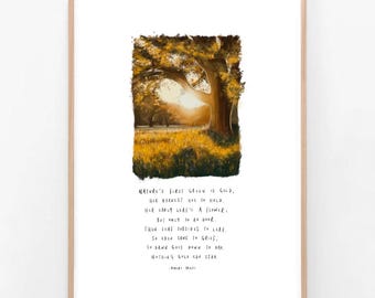 Robert Frost | Nothing Gold Can Stay | Illustration Quote Poem Wall Art Drawing Nature Empower Inspirational Travel Giclee Print