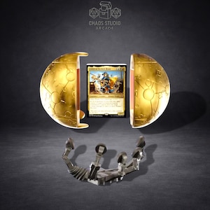 Treasure Planet MTG Commander Deck Box | Gold Map Storage with Mechanical Hand Stand | Sci-Fi Fantasy Organizer for Collectors and Gamers