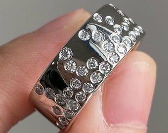 Diamantring | Moderne Breite Statement Gold Ehering