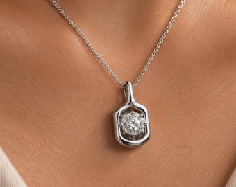 Floating Halo Pendant | Architectural Modern Diamond | Cluster Necklace | Statement Necklace | Fine Jewelry | Luxury Pendant  |