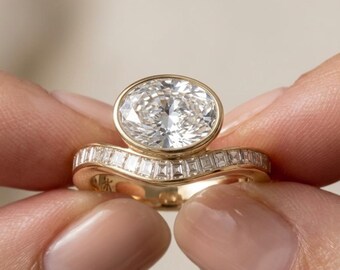 Oval Brillant Brillantschliff Ring | Platin Baguette Statement Schmuck