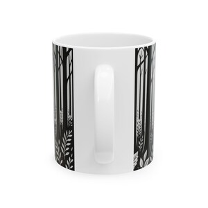 Owl Linoprint Forestcore Ceramic Coffee Mug Owl Gifts Animal Lover Gift Nature Lover Gift Coffee Lover Gift Cottagecore Gifts Camper Dad Mug image 4