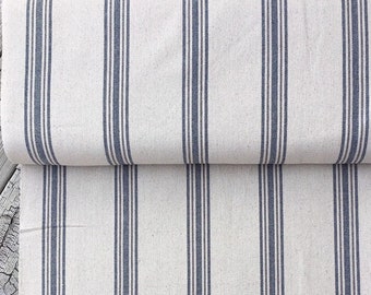 Grain Sack Fabric Blue And Gray Stripe By The Yard Vintage Inspired Feed Sack Fabric Flour Sack Fabric Gunny Sack Fabric Grain Sack Cloth