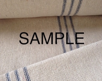 SAMPLE Grain Sack Fabric By The Yard Grain Sack Blue Stripe Vintage Inspired Feed Sack Fabric Flour Sack Fabric Gunny Grain Sack Cloth