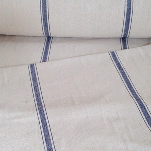 Grain Sack Fabric By The Yard Blue Stripe Grain Sack Vintage Inspired Feed Sack Fabric Flour Sack Fabric Gunny Sack Fabric Grain Sack Cloth
