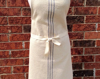 Grain Sack Apron Blue Stripe Chef Apron BBQ Apron Farmhouse Apron Hostess Apron Wedding Apron Bride and Groom Apron Kitchen Apron