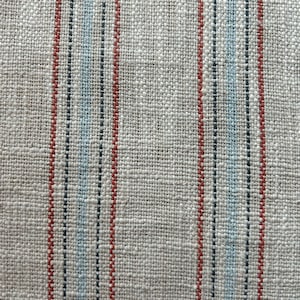 SAMPLE Grain Sack Fabric Blue And Red Stripe