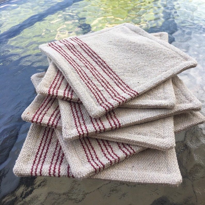 Grain Sack Coasters Set of Six - Etsy