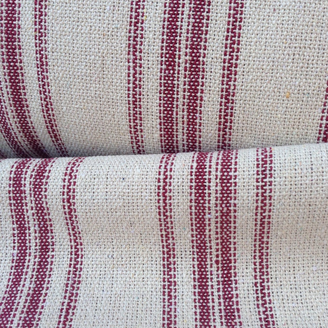 Grain Sack Fabric Red Stripes Vintage Inspired Sold by the Yard Feed ...