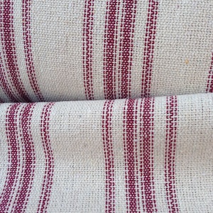 Grain Sack Fabric Red Stripes Vintage Inspired Sold By The Yard Feed Sack Fabric Flour Sack Fabric Gunny Sack Fabric Grain Sack Cloth