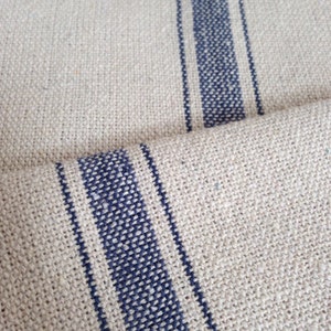 Grain Sack Fabric Sold By The Yard Blue Stripe Vintage Inspired Feed Sack Fabric Flour Sack Fabric Gunny Sack Fabric Grain Sack Reproduction image 4